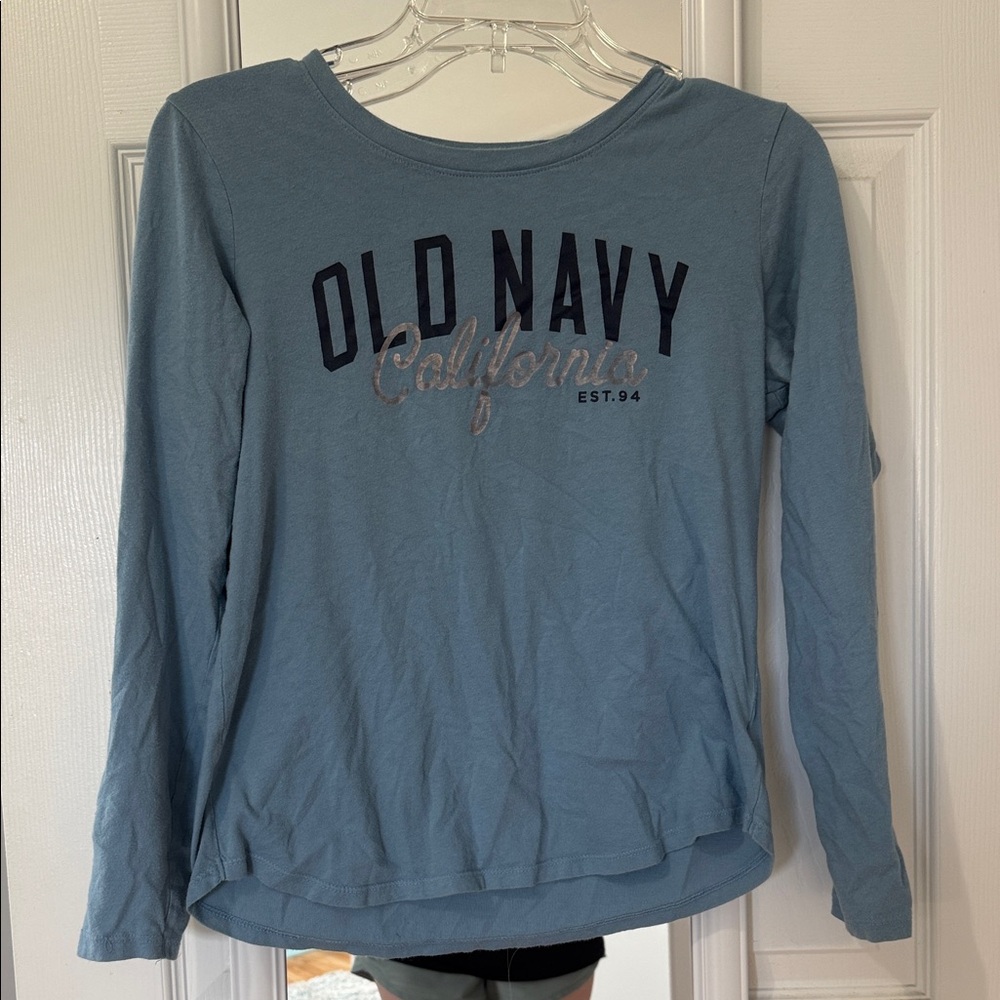 Old Navy Slate Blue Graphic Long Sleeve Tee